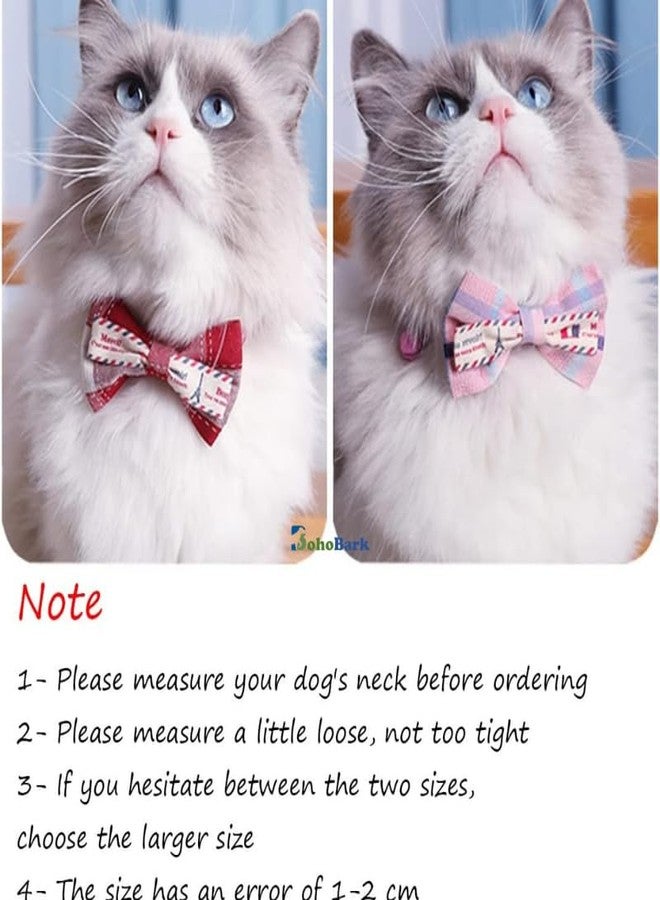 BohoBark Random Color 2 Pcs Adorable Polly Cotton Bow Tie Collar for Cats - Checkered Design with Bell - Image 4